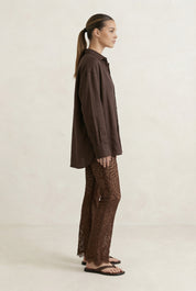 Brown Lace Flare Pants