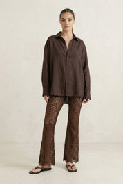 Brown Lace Flare Pants