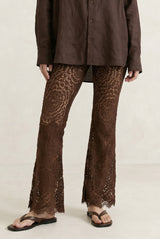Brown Lace Flare Pants