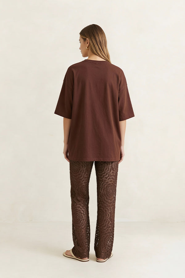 Brown Lace Flare Pants