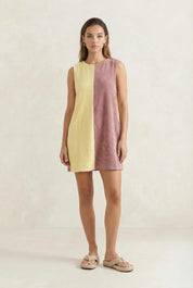 La Mer Terry Dress in Butter & Dusty Rose