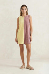 La Mer Terry Dress in Butter & Dusty Rose