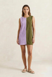 La Mer Terry Dress in Lilac & Khaki