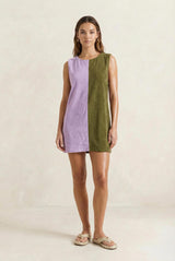 La Mer Terry Dress in Lilac & Khaki