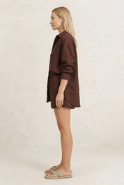Liora Chocolate Linen Shirt