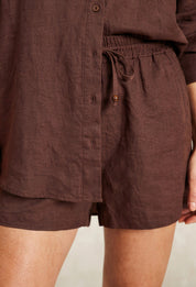 Liora Chocolate Linen Shorts