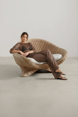 Siren Mesh Sequin Pant in Brown