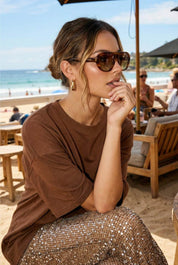 Siren Mesh Sequin Pant in Brown