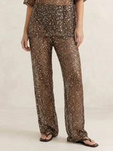 Siren Mesh Sequin Pant in Brown