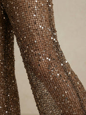 Siren Mesh Sequin Pant in Brown