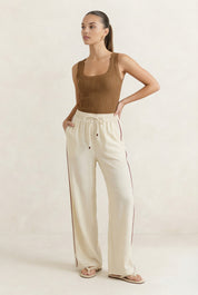 Solea Ribbed Cotton Tank Top in Light Brown