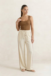 Solea Ribbed Cotton Tank Top in Light Brown