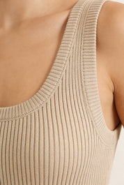 Solea Cotton Knit Tank in Beige