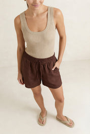 Solea Cotton Knit Tank in Beige