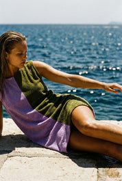 La Mer Terry Dress in Lilac & Khaki