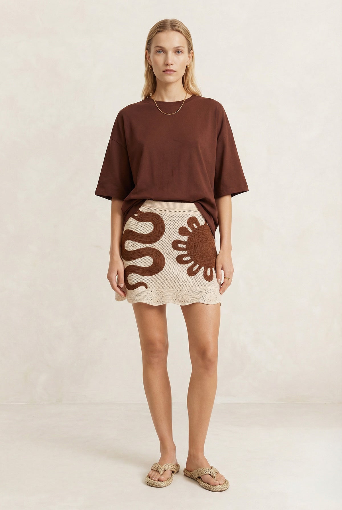 Serpent & Sun Crochet Mini Skirt