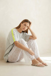 White Lace Flare Pants